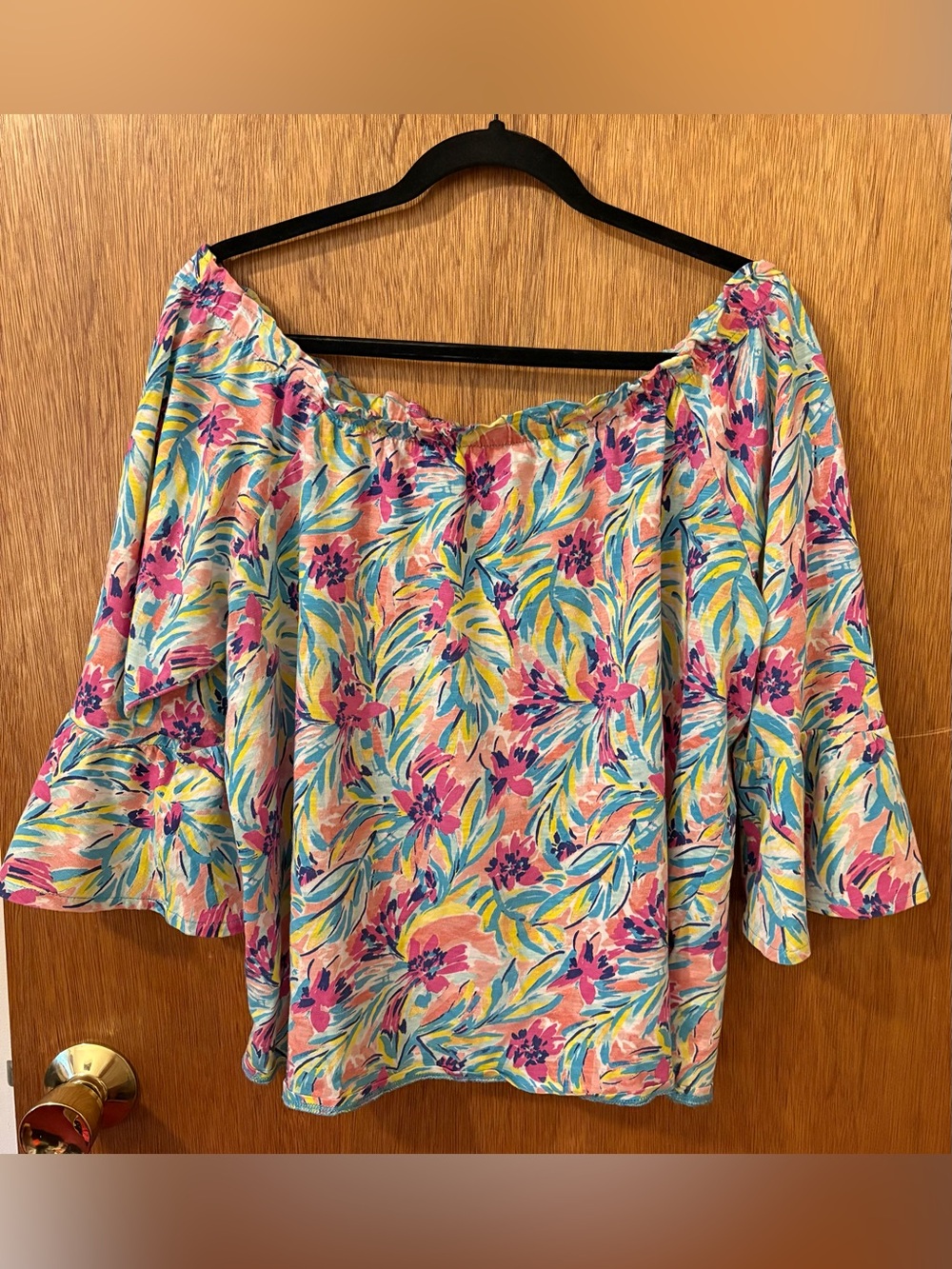 Stella Parker Floral Off-Shoulder Bell Sleeve Blouse